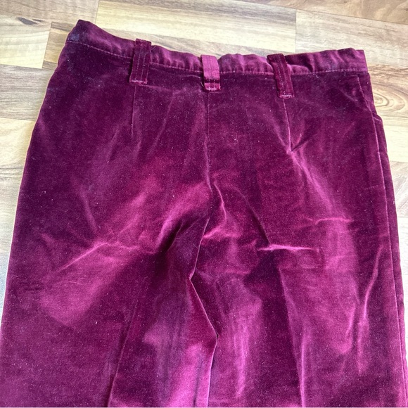 Vintage Sears Jr Bazaar Velvet Pants Dark Red Wide Leg Size 7 - Picture 6 of 7